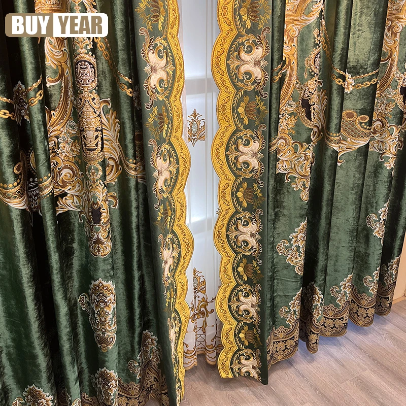 Curtains for Living Room American Retro Country Garden Thickened  High-grade Atmosphere Velvet Curtain Bedroom Shading Cloth