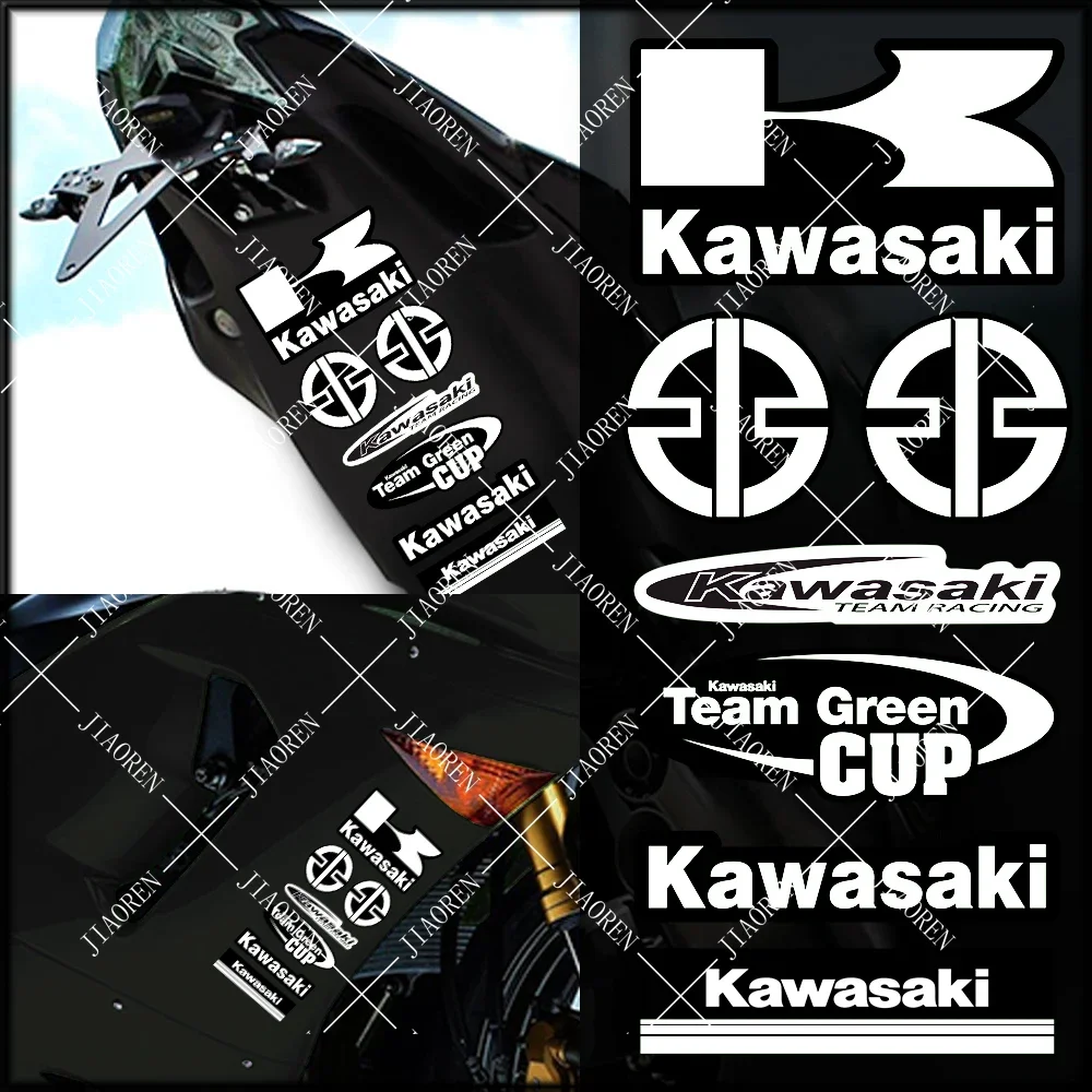 Motorcycle Kawasaki Sticker Decal Original Waterproof Fender Neck Plate Tank Logo White Z900 Z1000 Ninjia Racing Team Kit