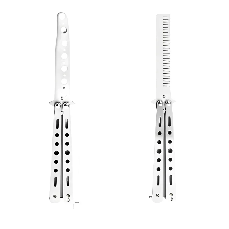 1 Pc Foldable Comb Stainless Steel Practice Training Butterfly Knife Comb Beard Moustache Brushe Salon Hairdressing Styling Tool