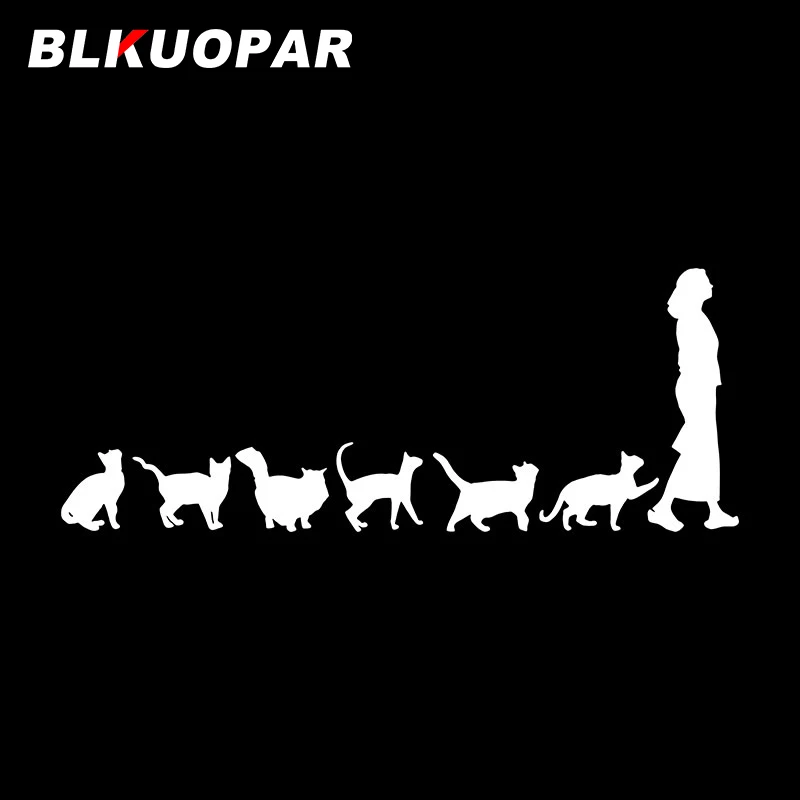 BLKUOPAR Cats Follow Woman Car Stickers Vinyl Personalized Decals Scratch-Proof Die Cut Interesting Graphics Windows ATV Goods