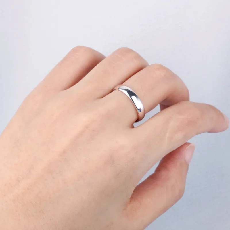 s999Pure Silver Smooth Opening Ring Female Couple Men and Women Simple Bracelet Simple Sterling Silver Open Mouth Little Finger