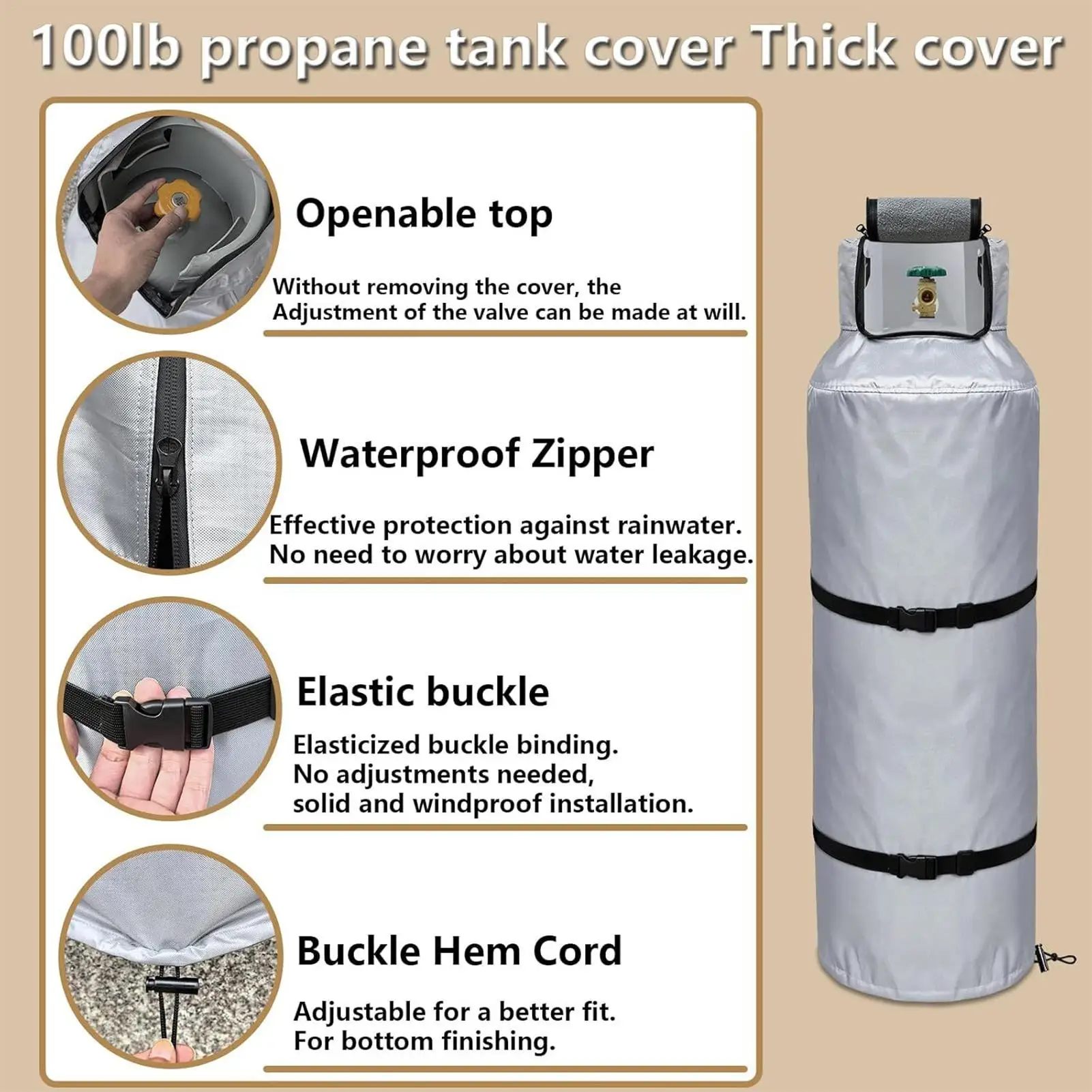 

Propane Tank Winter Cover 100lb Gas Can Insulated Protection Dustproof Propane Tank Cover For Outdoor Camping Barbecue Industry