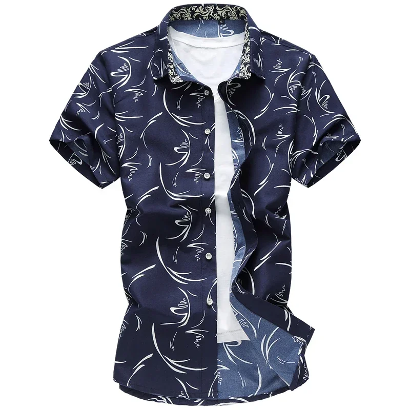 2024 Summer Men\'s Shirts 3D Floral Print Short Sleeve Shirt Blouse Casual Fashion Aloha Tops Oversized Tees Shirt Men Clothing