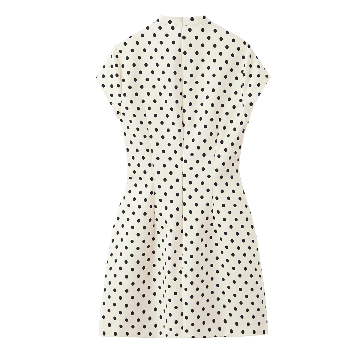 HH Damenmode Elegantes Kurzarm-Minikleid Schickes Schleifenkragen-Kleid mit Schnürung Gepunktetes Figurbetontes Kleid Sommer 2026 Strandparty Sexy Kleid – Detail 4