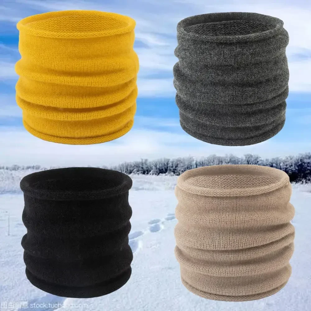 

2023 Winter Knitted Scarf Men Women Wool Knit Neck Warmer Solid Color Snood Scarf Ski Climbing Cycling Neck Scarves Face Cover