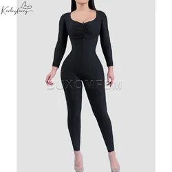 Seamless Sexy Full Body Shapewear Stretchy Tight Women Bodysuits Tummy Control Elastic Invisible Modeling Long Sleeve Girdles