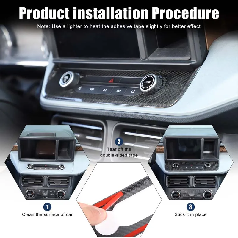 

1piece set Real Carbon Fiber For Ford Maverick 2022-2024 Car Multimedia Button Frame Decoration Sticker Protection Accessories