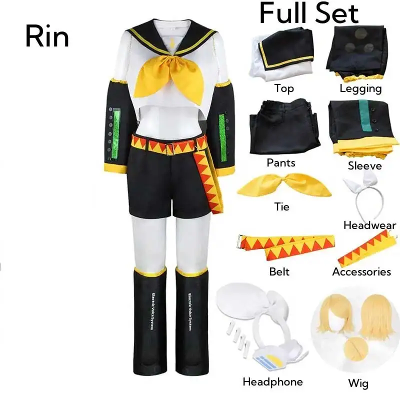 Kagamine Rin Cosplay Kostuum Kagamine Len Cosplay Outfit Sailor Volledige Set Pak Voor Unisex