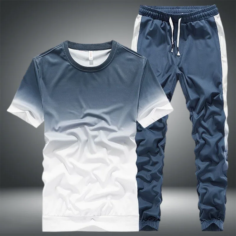 2024 Summer New Fashion Short Sleeve T-shirt Sports Suit Men's Casual Relaxed Comfortable Breathable High Quality Two-Piece Set