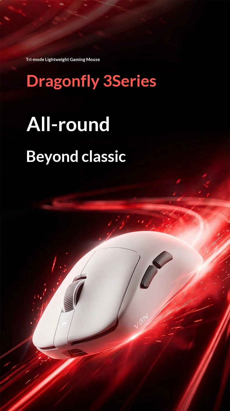 VGN Dragonfly 3 Master Edition Wireless Mouse Dual Mode Connection PAW3950 Extreme Sensor Game Mouse Double 8K Rate Of Return