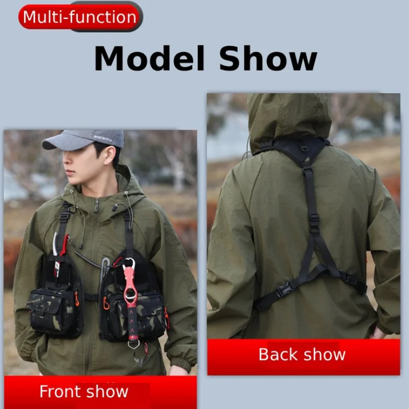 Tactical Camping Fishing Vest Pack Fly Fishing Chest for Women Men Outdoor Mesh Front Rig Adjustable Multifunction Pockets Bag view 3