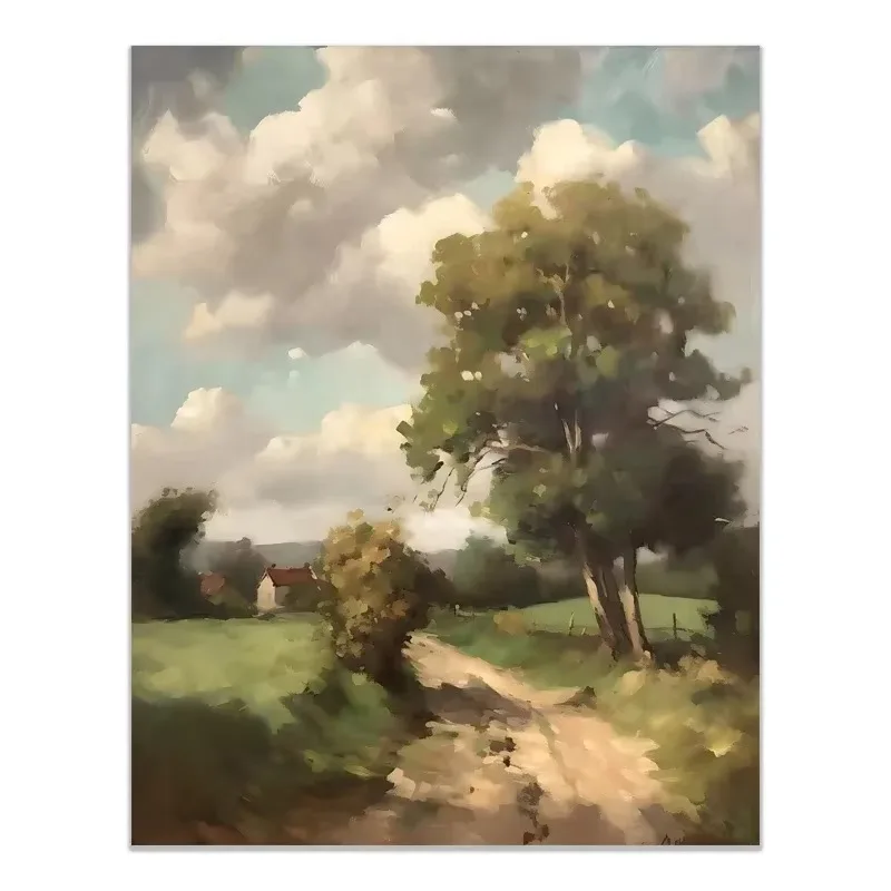 French Country Vintage Farmhouse Landscape Poster Prints Picture Light Aesthetic Canvas Painting Living Room Wall Art Home De