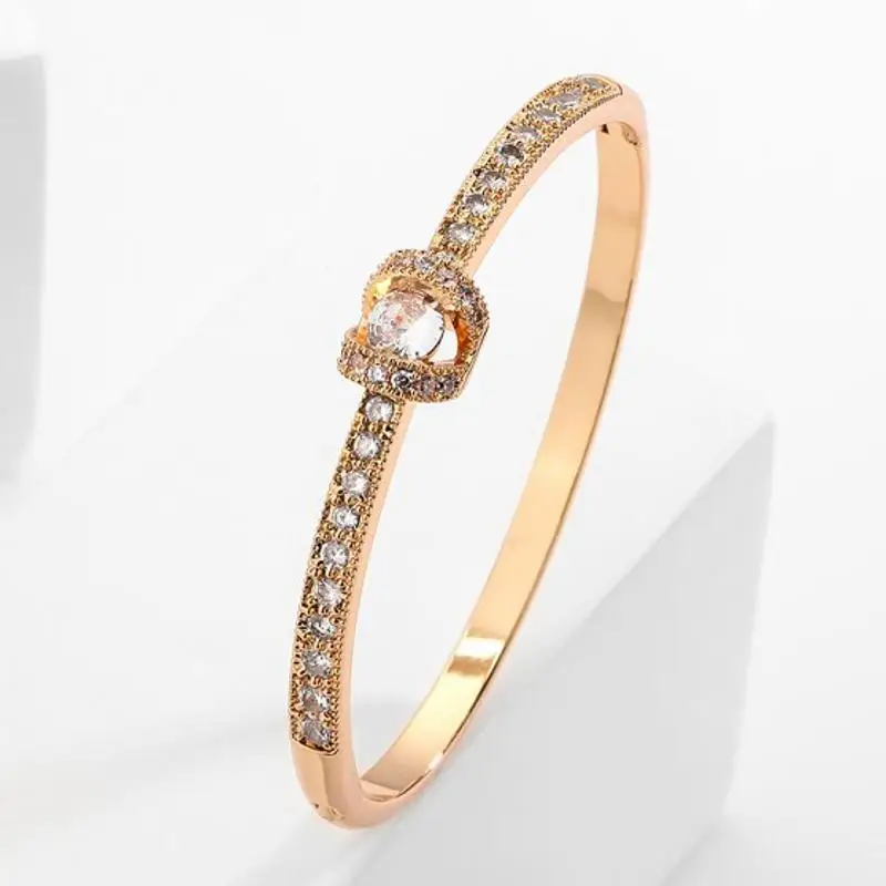 RAKOL Fashion Micro Pave Cubic Zirconia Bangles for Women Korea New Bridal Bracelets Wedding Dress Jewelry Accessories