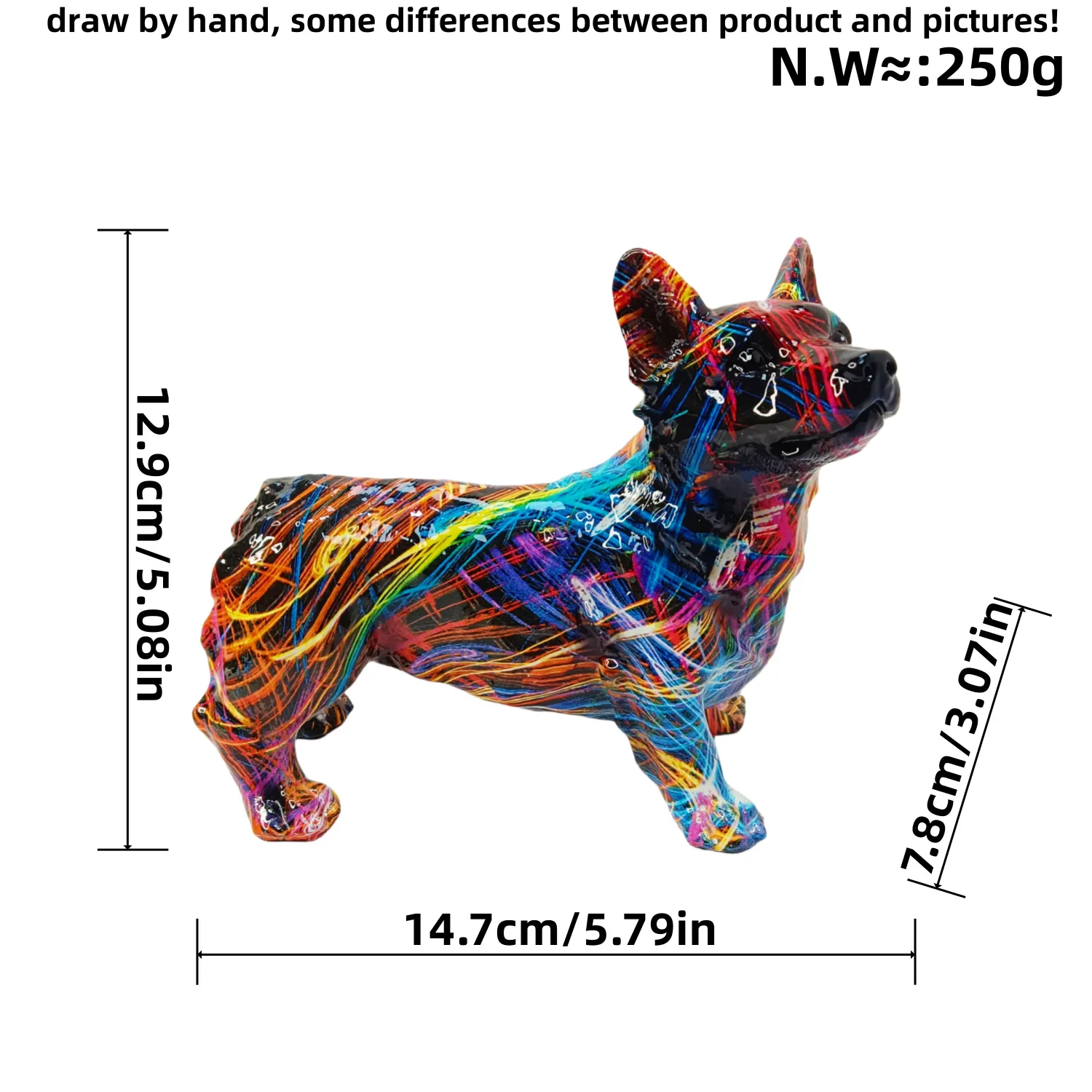 *qa Minimalist Transfer Print Tilted Head Corgi Figurine Creative Resin Statue Home Decor Desktop Gift#