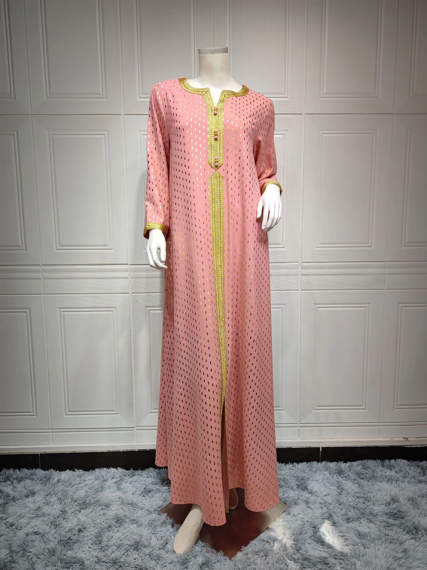 Autunno Polka Dot Party Dress per le donne Abaya Split musulmano manica lunga Robe India Abayas Dubai turchia Longue Vestidos Largos 2023