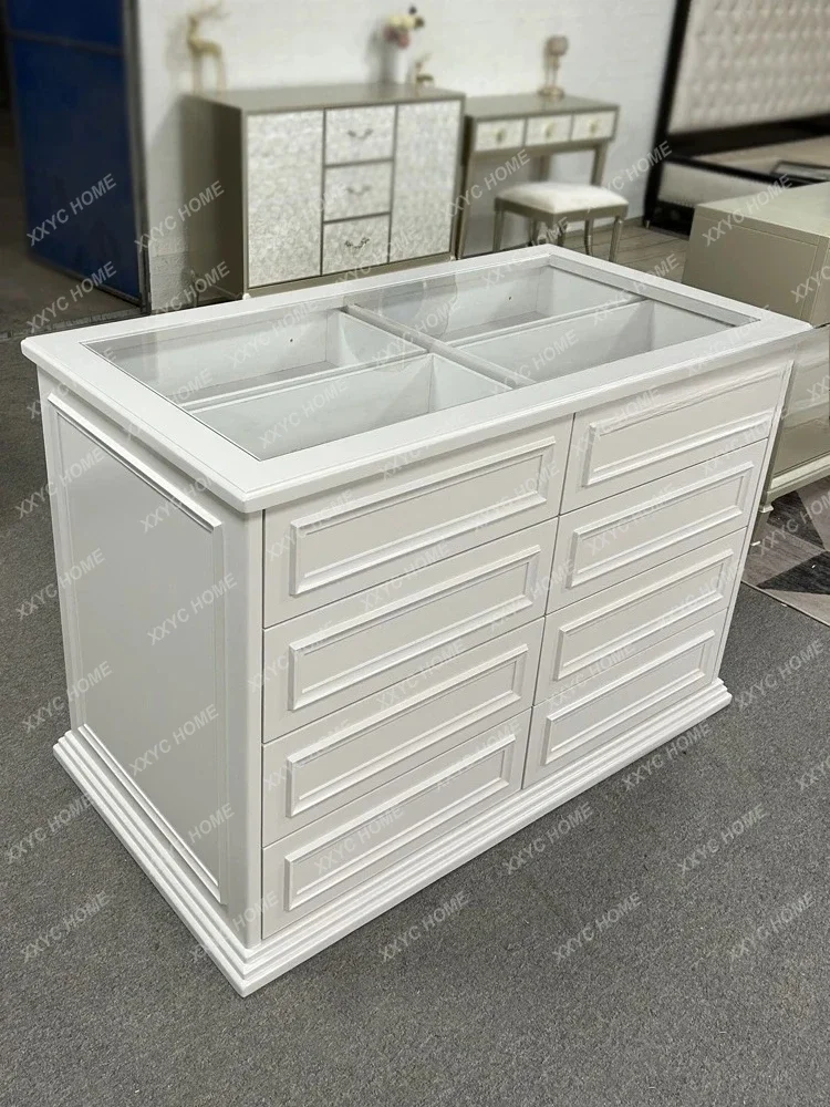 YY  light luxury cloakroom Shimadai household cream wind storage cabinet jewelry double-sided display high-end floor
