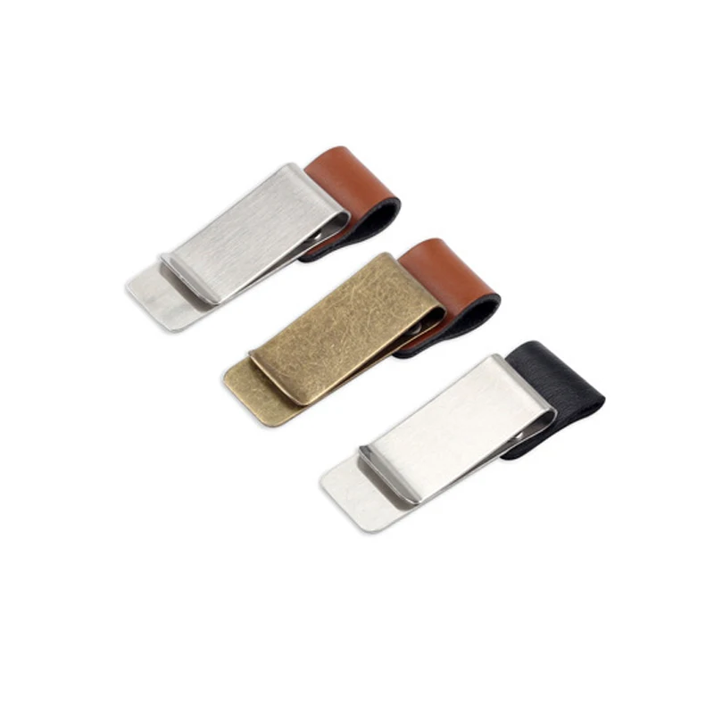 Handmade Leather Brass Stainless Steel Pen Holder Clip Journal Notebook Paper Folder Writing Office Supplies