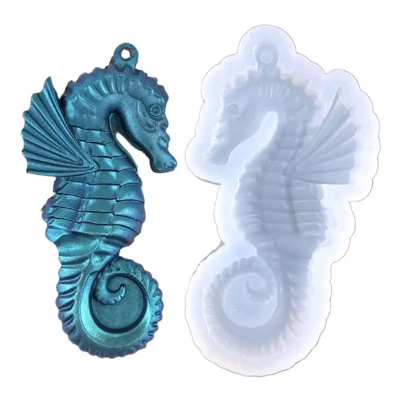 

Christmas Seahorse Ornaments Resin Casting Silicone Mold Woman Keychain Decorative Pendant Jewelry Mold for DIY Crafts Dropship