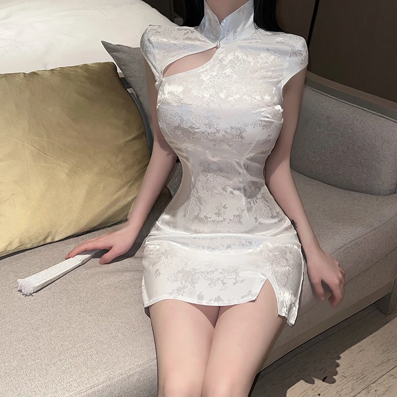 Vintage Chinese Traditional Cheongsam Skirt Sexy Chinese Mini Slim Split Dress Cosplay Costume Women Classic Tight Qipao Outfit