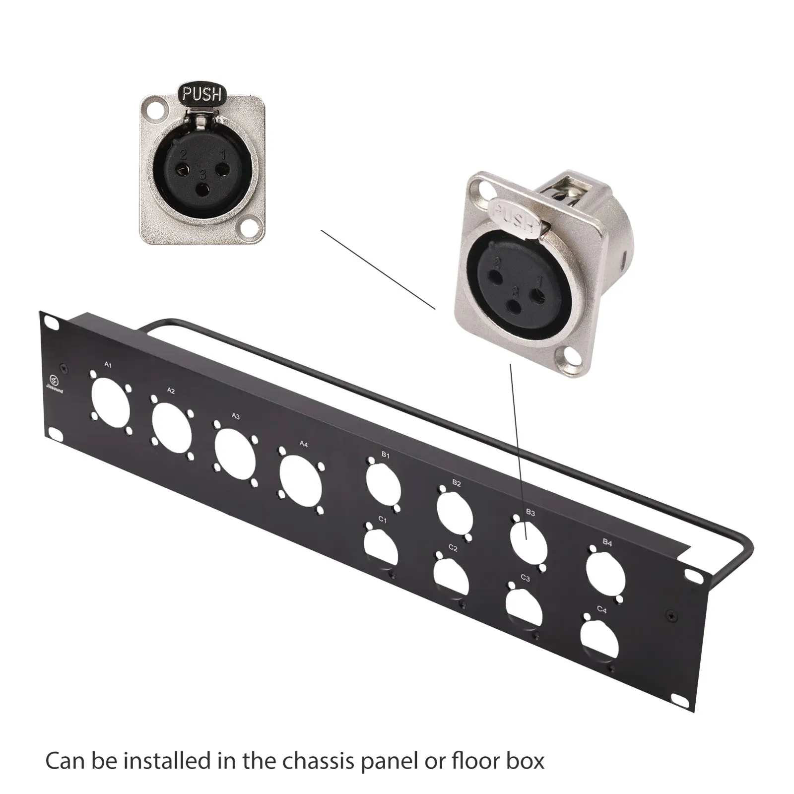 3Pin XLR Pass Through Cable Male To Female Floor Box Cable 0.6m/2 Feet No Solder with Mounting Screws for Pro Audio Installation