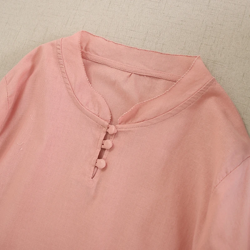 Spring New Japanese Sweet Mori Girl Solid Color Cotton Linen Dress Women Vintage V-Neck Long Sleeve Casual Loose Midi Dresses