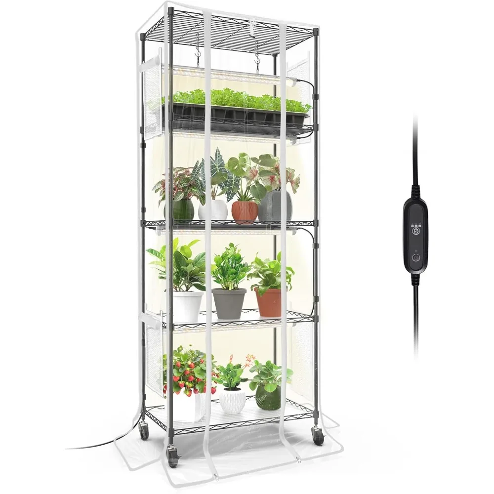 

Compact Indoor Greenhouse with 4 x 24W LED Grow Lights and Timer for Optimal Plant Growth
