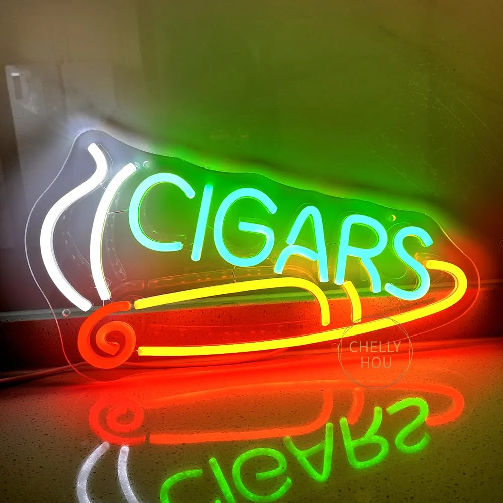 Cigars Neon Sign for Wall Decor,Cigarette LED Signs for Lounge,Neon Lights for Reception Room Man Cave Smoke Shops Bar Pub Store