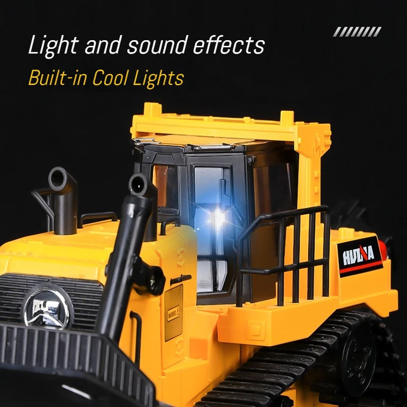 HUINA 1554 Large Alloy Bulldozer Remote Control Truck 1:16 Scale RC Construction Vehicle Tractor Shovel Toy for Boys