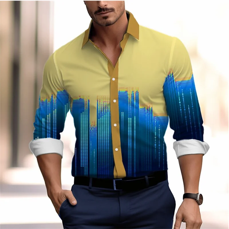 2024 Men's Shirt Pattern 3D Printed Outdoor Street Long Sleeve Button Lapel Clothing Fashion Designer Casual Breathable 6XL