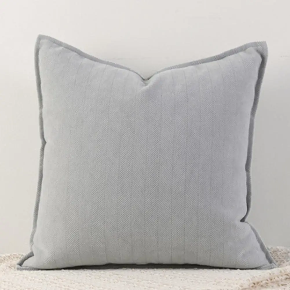 Throw Pillow Cover Herringbone Edge Throw Pillowcase with Hidden Zipper Square Shape for Bedroom Room Sofa Decoration 3 Sizes