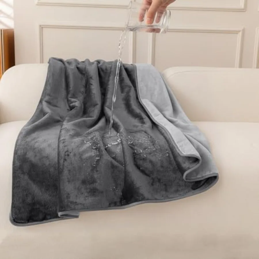 Waterproof Blanket for Bed Intimacy, Reversible and Leakproof Throw Blanket for Adults, Soft Flannel Bed Blanket for Couch, Pet