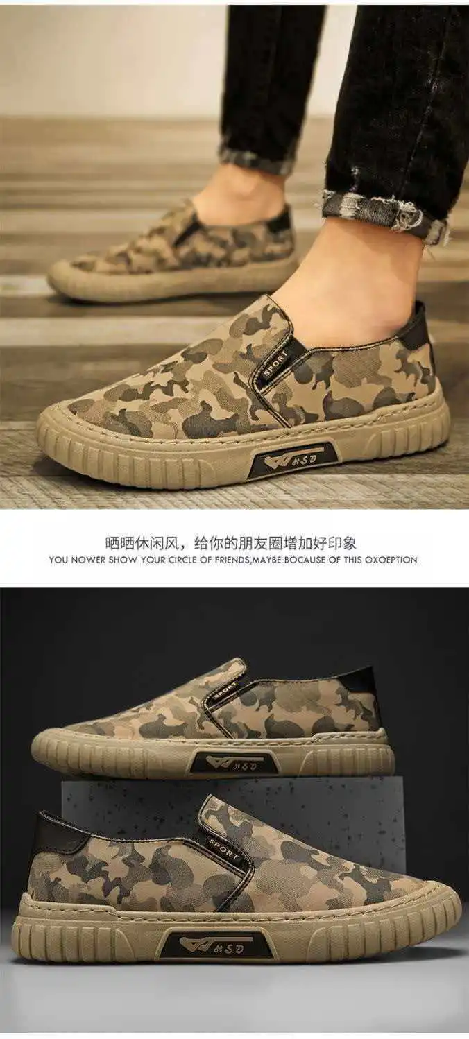 Camouflage Canvas Herren Freizeitschuhe Atmungsaktive Sommer Sportliche Slip-On Peking-Freizeitschuhe Runde Zehenkappe Flacher Absatz Leichte Schuhe – Detail 14