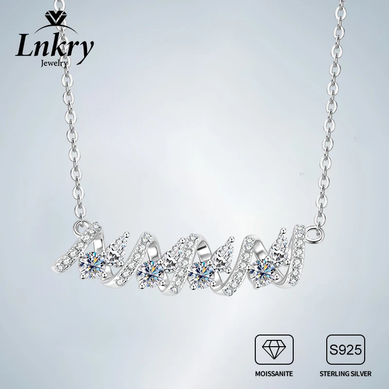 

Lnkry круглое ожерелье из муассанита грушевидной огранки для женщин, Bijoux Argent, стерлинговое серебро 925, волнистая форма, кулон, ожерелья, ювелирные изделия, подарок