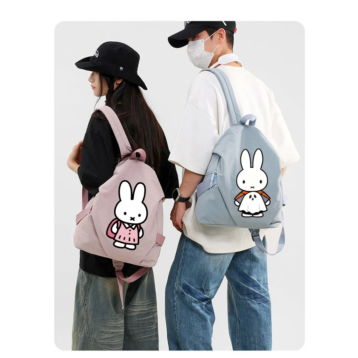 

Новый рюкзак Miffy для девочек, Kawaii, универсальный дорожный рюкзак большой емкости, студенческий рюкзак для пары, модная спортивная сумка для фитнеса с героями мультфильмов