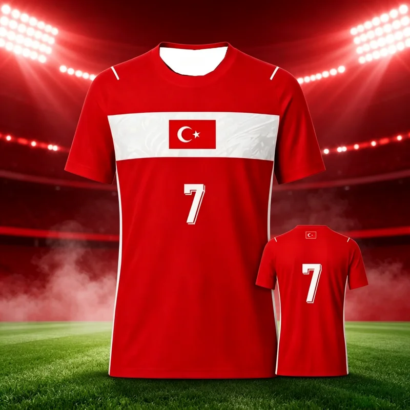 Türkiye National Team Soccer Jersey Quick-Drying and Breathable for  Adults FamilyMatching Tops Tee Shirts Tops