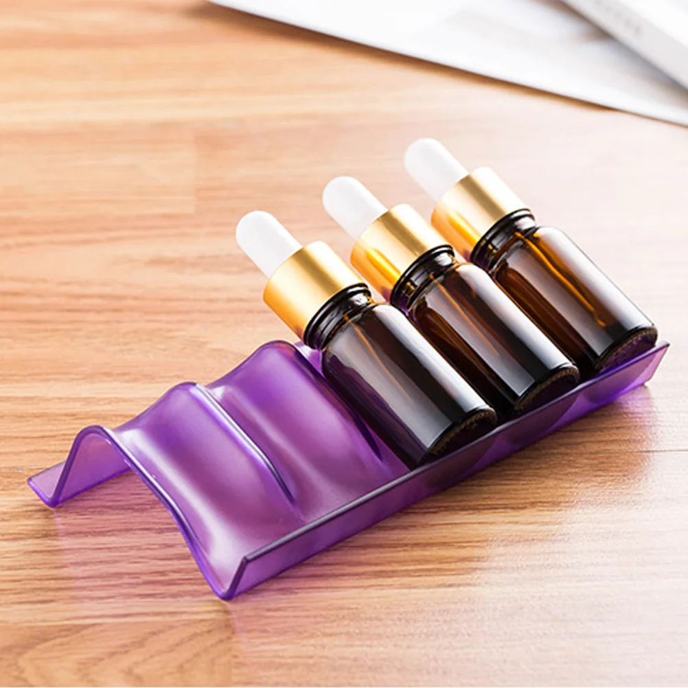 3Pcs Essential Oil Bottle Rack 5 Slots Foldable Storage Organizer Plastic Rack for Desktop Drawer Purple Household Organizing