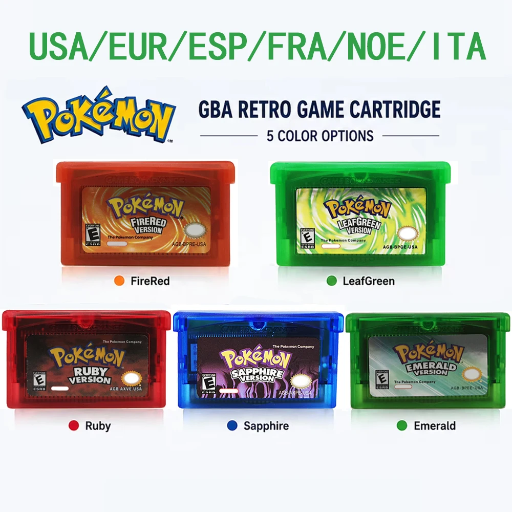 Pokémon Classic Pixel RPG Cartridge For GBA Console Retro Adventure Collection English Version Save Function