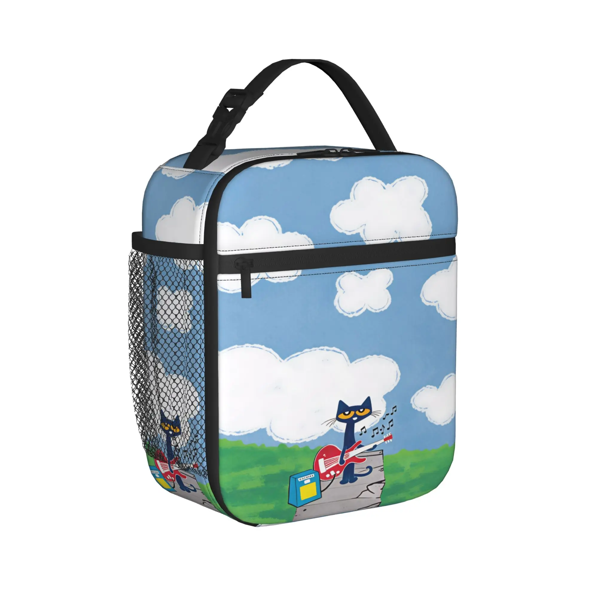 Pete The Cat Stars Comic Lunch Bag  Portable Zipper Lunch Box Adult Office Print Cooler Bag Casual Oxford Thermal Tote Handbags