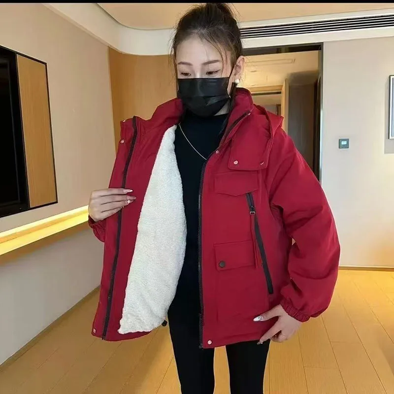 Autumn Winter New Outwear Fashion Trench Coat 2025 Women's Zipper Tooling Windbreaker Jacket Thicken Overcoat Loose Top Ladies