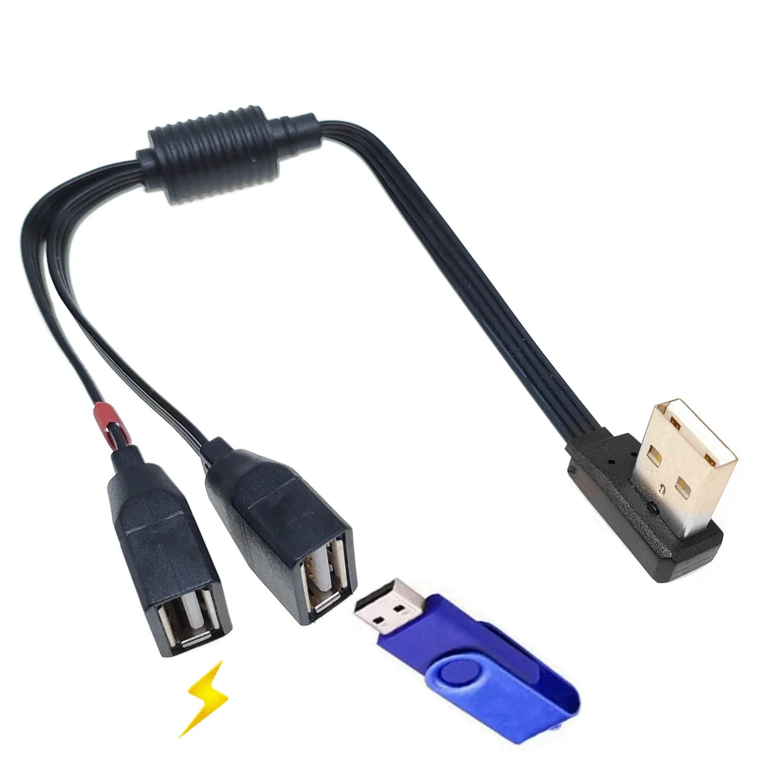 60CM 40CM USB 2.0 do 1 męski 2 żeński podwójny dane USB hub, zasilacz i dystrybutor, przewód zasilający USB, przedłużacz