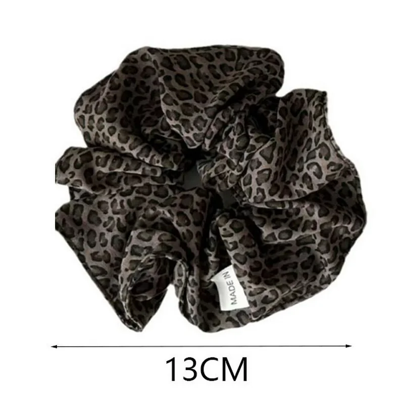 korea fashion Leopard print oversized scrunchie for women elastic big hair tie girls black hair rubber bands Retro hair rope