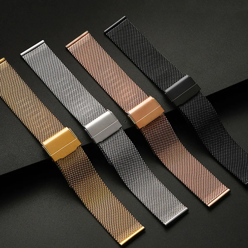 ミラノステンレススチールメッシュ時計バンド、8/10/12/13/14/15/16/17/18/19/20/21/22/24mm、クイックリリース時計ストラップ、メンズ、レディース用