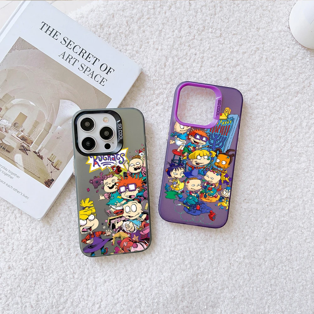 Cartoon Funny Phone Case For R-Rugrats iPhone 16 15 14 13 12 11 Pro Max X XR XSMAX 8 7 Plus Candy Matte Shockproof Back Cover