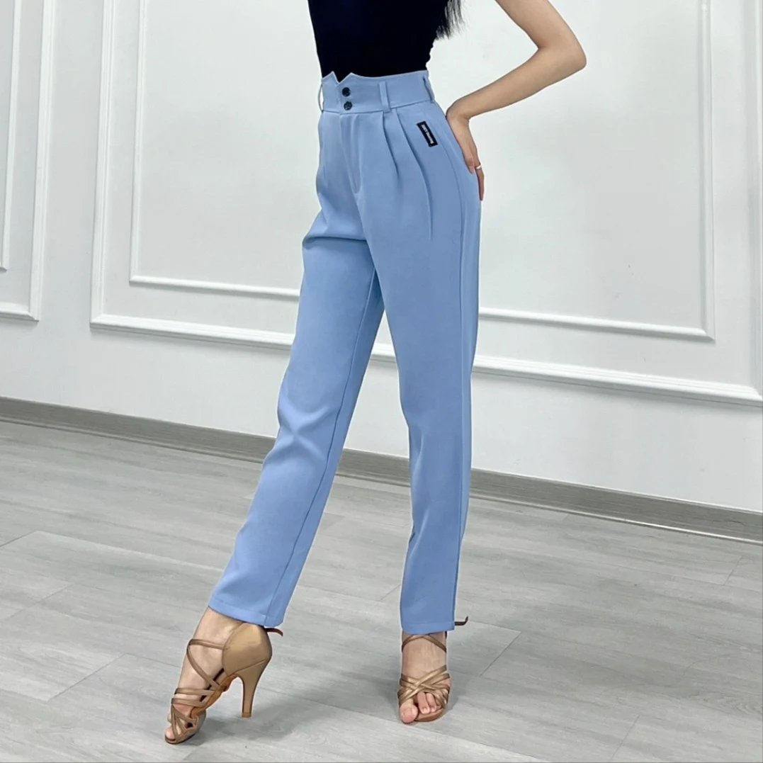 Nouveau pantalon de danse latine pour femmes Tube droit taille haute pantalon de danse moderne femme adulte Chacha Rumba vêtements latins DQS16984