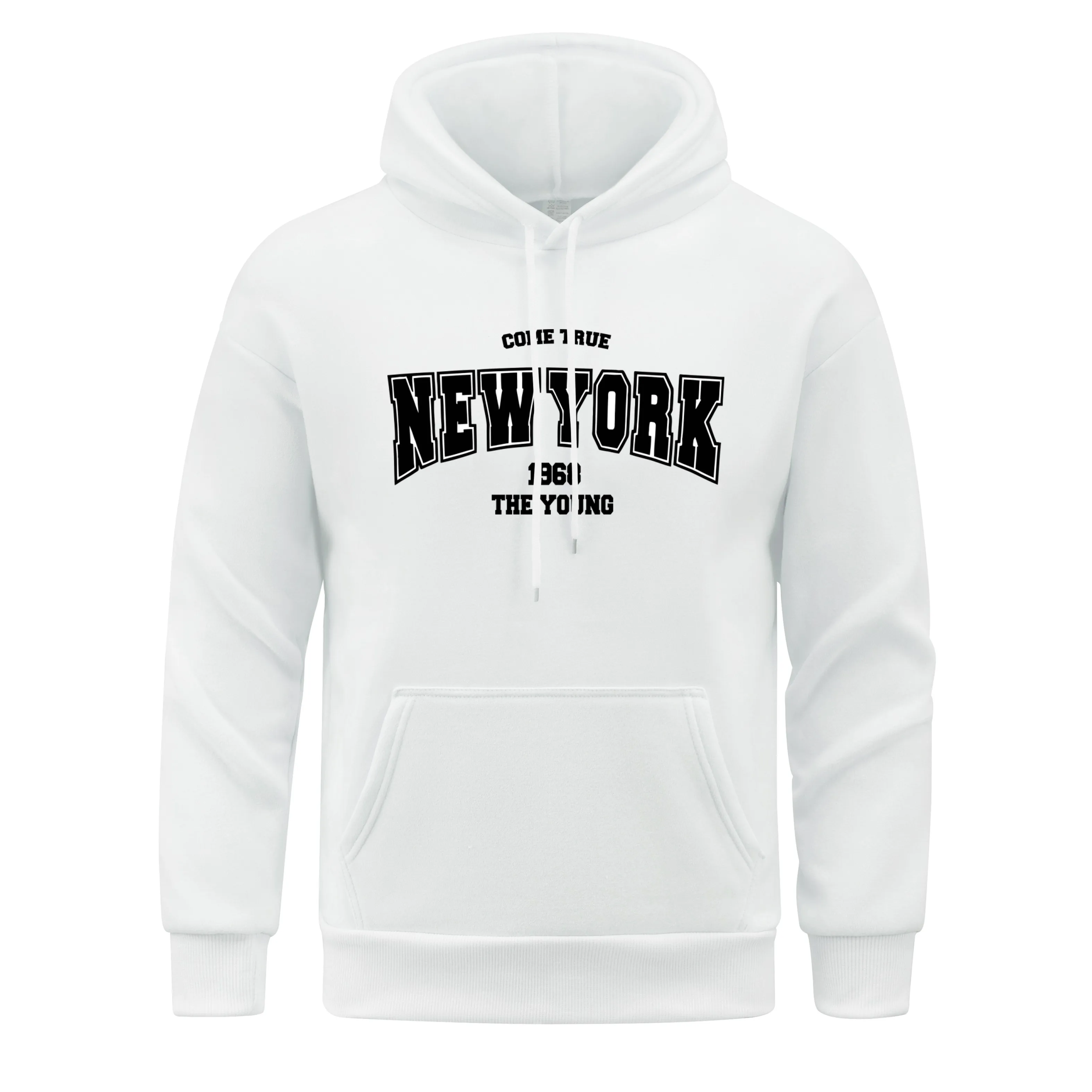 Sweat à Capuche avec Lettres de New York pour Homme, Vêtement Chaud et Décontracté avec Sourire, Printemps et Automne