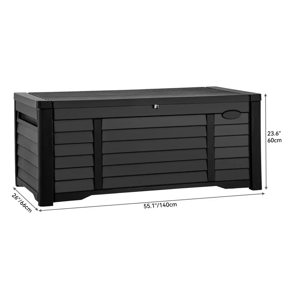 120 Gallon Large Outdoor Patio Deck Box,Louvered Resin Outdoor Storage Boxes,Waterproof&Lockable