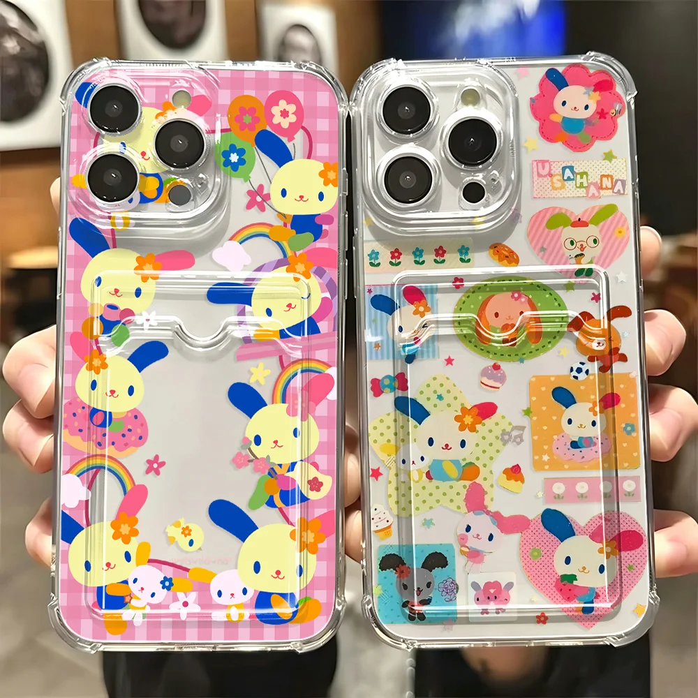 Cute Usahana Card Hold Phone Case For Samsung Galaxy S26 S25 S24 S23 S22 S21 S20 FE Edge Plus Ultra M33 M53 M54 5G Airbag Cover