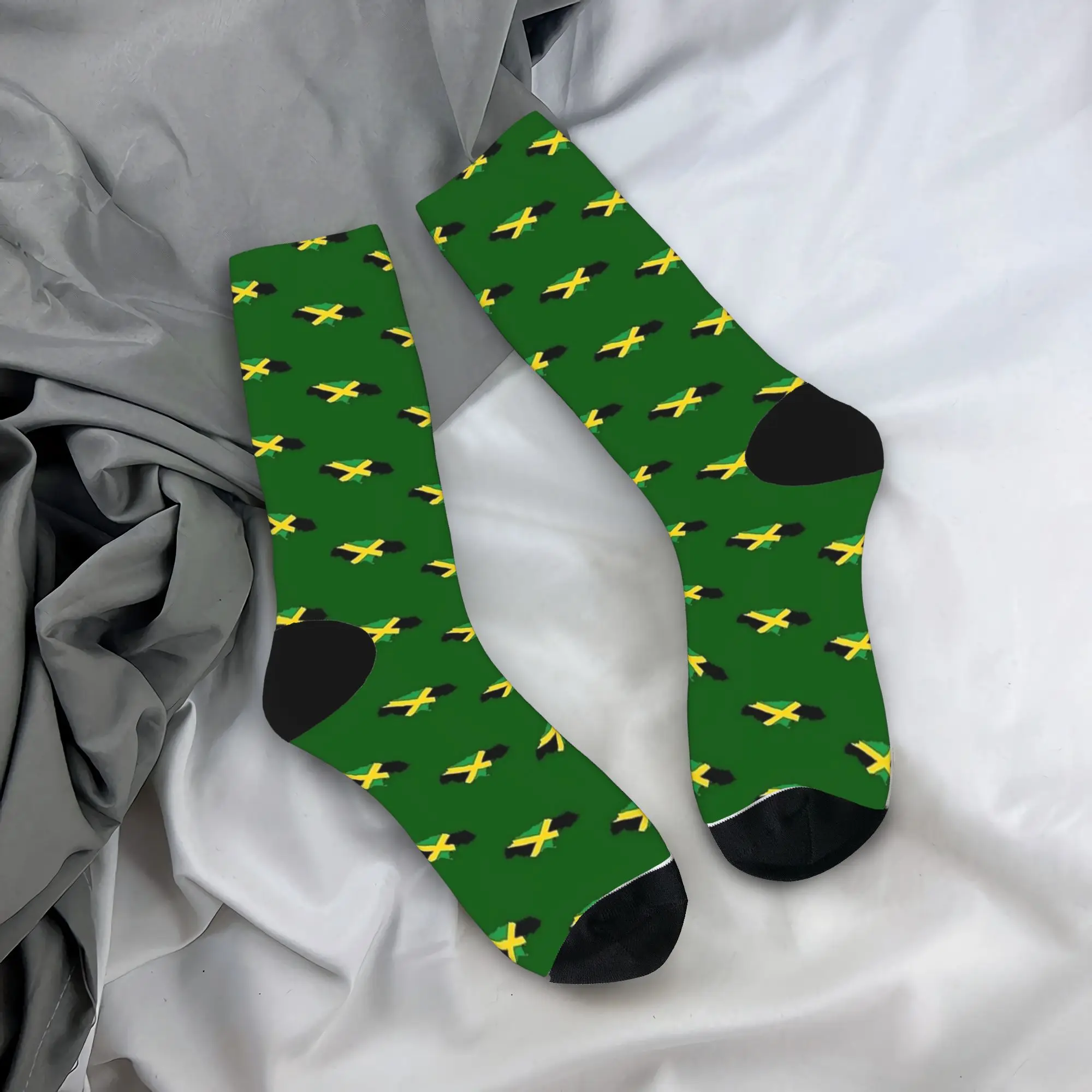 

Jamaica Country Shape Flag Stockings Couple Socks Medium Soft Novelty Socks Autumn Outdoor Non Slip Pattern Socks Gift