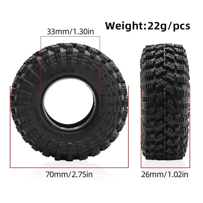 

4pcs 1.3 in Wheels Soft Sticky Rubber Tires for 1/24 1/18 SCX24 TRX4M RC Crawler Car,RC 1.3" Wheels Rubber Tires Fetal Skin