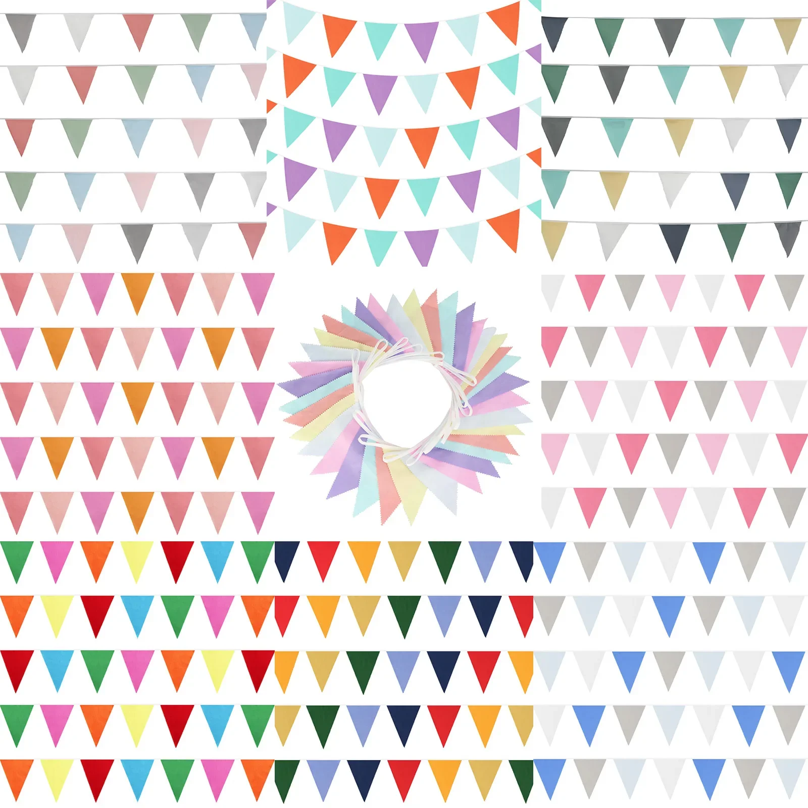 

10m/33ft Colorful Jute Linen Pennants, Perfect For Birthdays And Holiday Bunting, Party Garlands, And Home Decor.